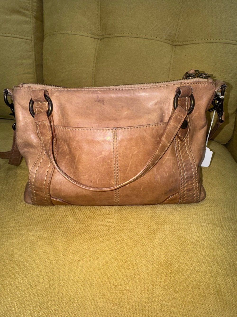 FRYE Classic Brown Leather Crossbody Shoulder Bag - Women's Everyday Tote